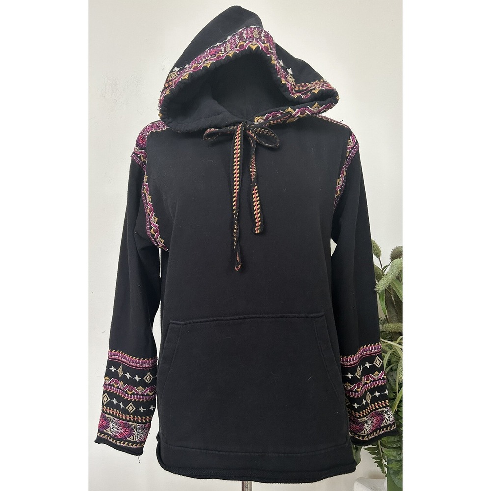 JOHNNY WAS Black Multi-Color Embroidered Floral Women Hipster Boho Jacket Sz XS